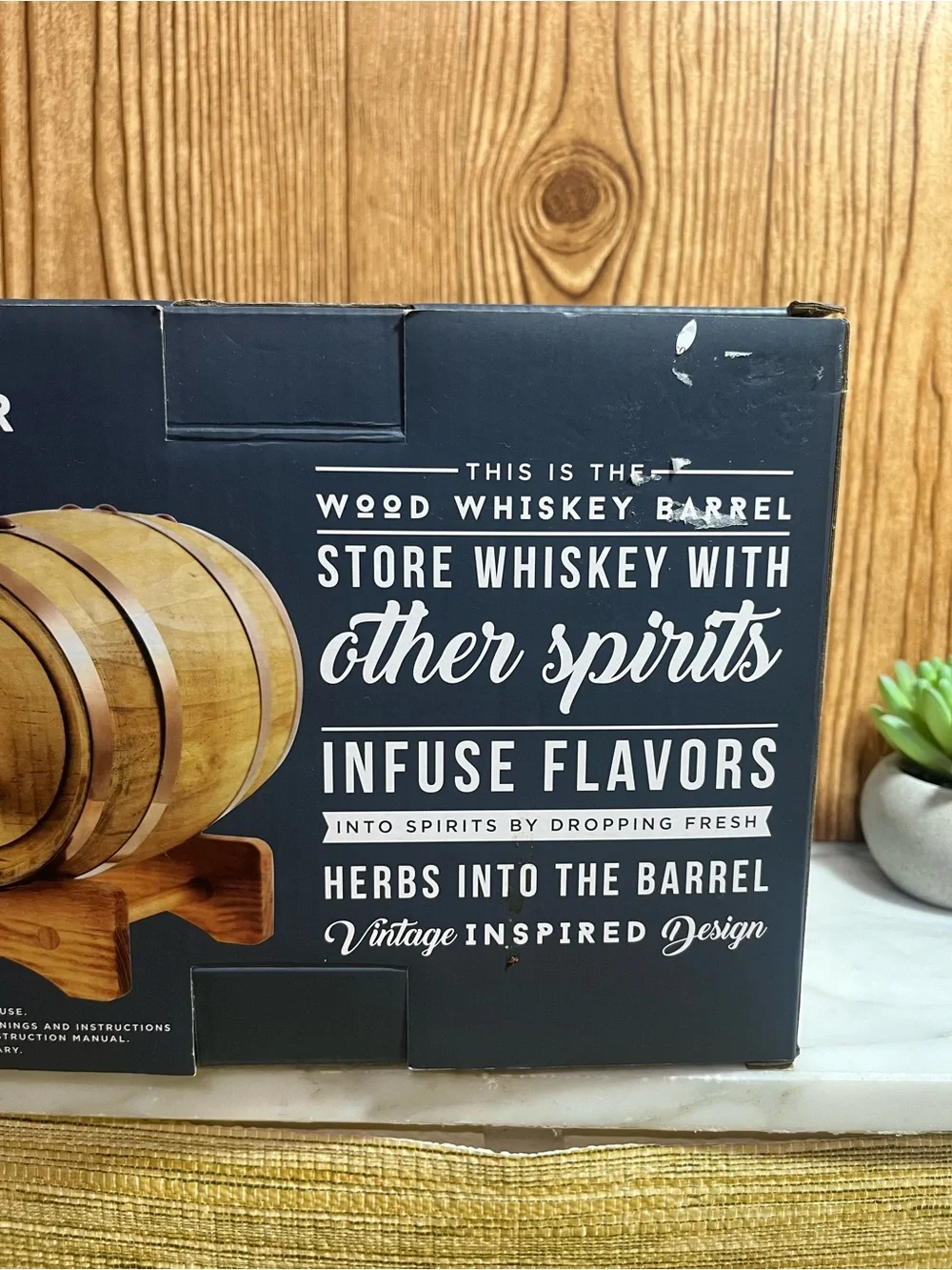 New Hammer + Axe Wood Whiskey Barrel in Brown Dispenser